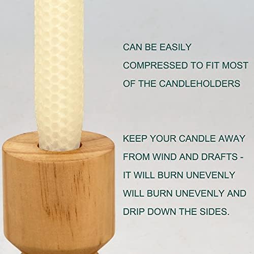 8-Pack 9 Hand-Rolled Beeswax Taper Candles Handmade Pure Soft Reusable