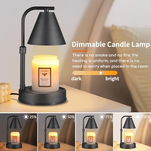 Adjustable Height Black Metal Candle Warmer Lamp