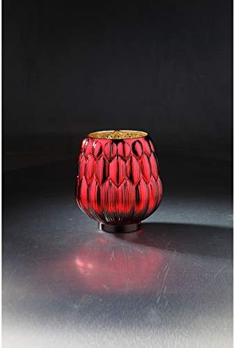 CC Home Furnishings 8 Red Geometric Glass Candle Holder 1