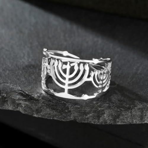 Adjustable Stainless Steel Menorah for Home Office Jewish Judaica Jewelry