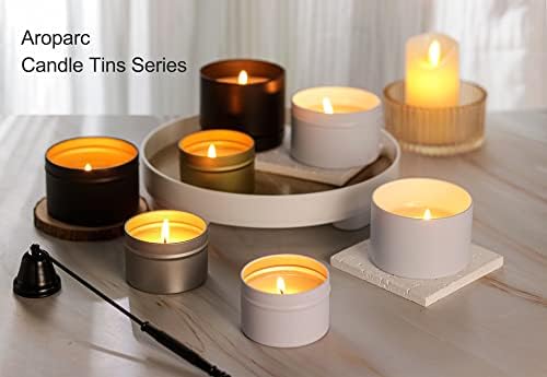 Aroparc - 24 Count White Candle Tins 4oz for Candle Makers and Travelers