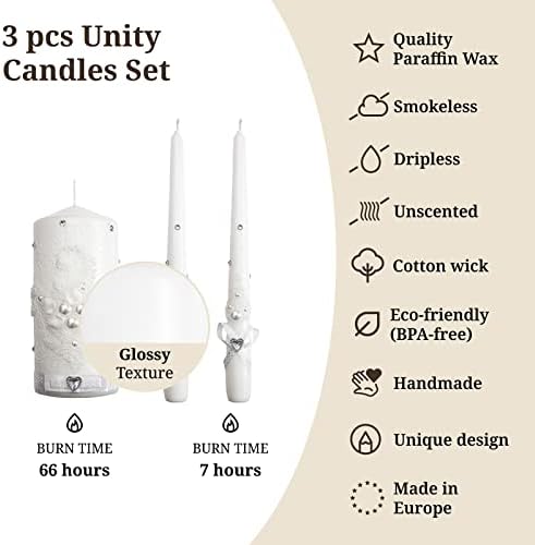 Perfect Wedding Candle Set with White Pearls and Crystals Optional Holder