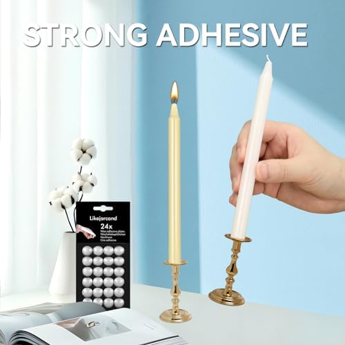 White Candle Wax Dots Adhesive Set of 24 for Candles