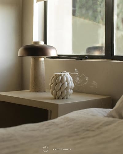 LAWA Knot Ball Candle - White Elegant Soy Wax Pillar Decor