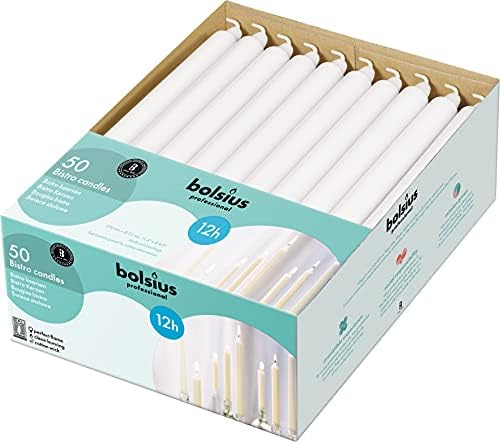 BOLSUS White Candlesticks - 50 Picks Dripless Long-Lasting No Smoke Fresh Candle