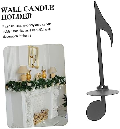 Wall-Mounted Metal Candle Holder with Music Notes Design