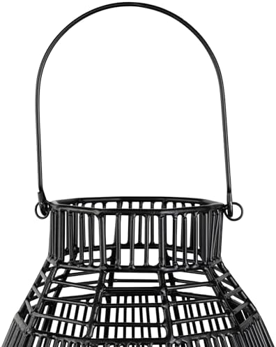 Northlight Medium Iron Geometric Hurricane Candle Lantern - 825 - Black