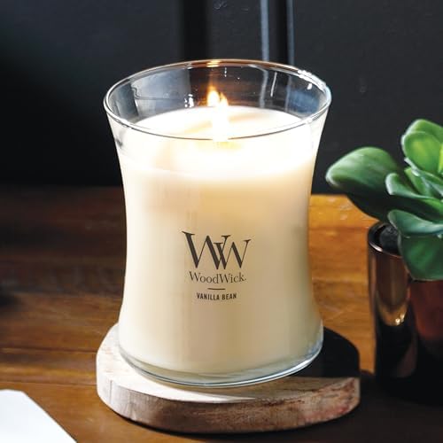 WoodWick Vanilla Bean Medium Hourglass Candle with Crackling Sound