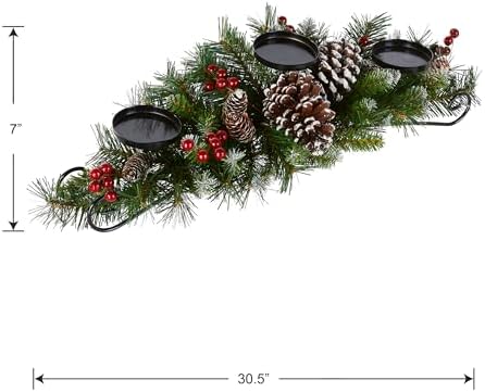Festive Christmas Centerpiece with 3 Candle Holders