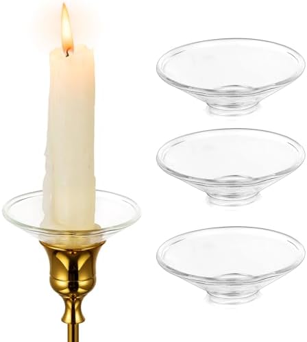 Hewory 3-Piece Glass Candle Drip Catchers for Tapers