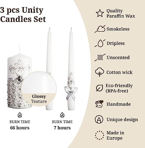 Three-Piece Unity Candle Set for Ceremony