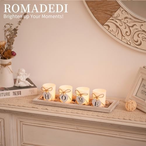 Romadedi Rustic Wooden Candle Holder Set for Living Rooms