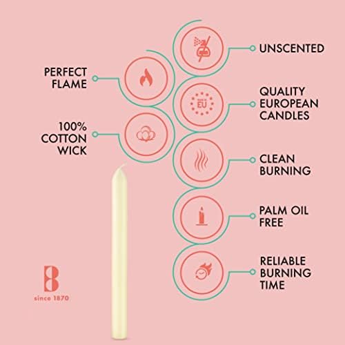 BOLSIUS Ivory Dinner Candles - Set of 10 9-Inch Unscented Durable Candles