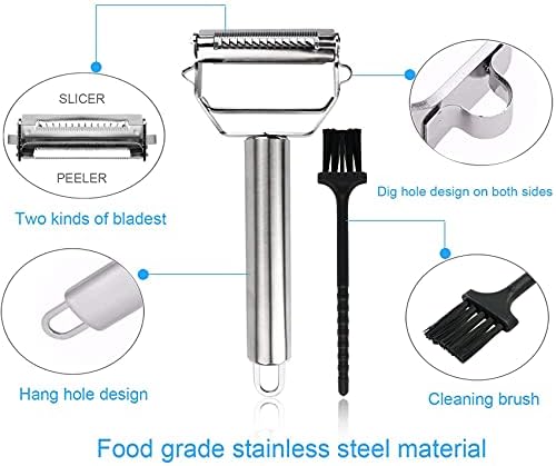 Stainless Steel dual blade vegetable peeler with handle
