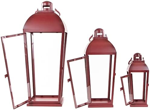 Northlight Set of 3 Red Antique-Candle Lanterns