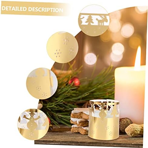 Ciieeo 50 Pcs Gold Christmas Candle Lampshade Decor