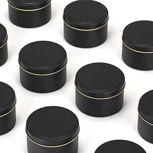 SONVIIBOXDiwali Candle Tins Black Capacity 8oz 24 Pack