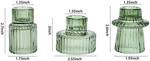 Vixdonos Taper Glass Candlestick Holders Green 3 Piece Set