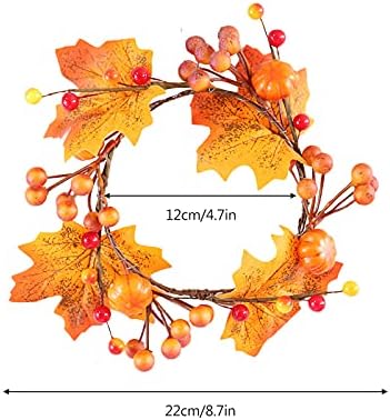 6 PC Halloween Thanksgiving Artificial Pumpkin Leaf Candle Rings
