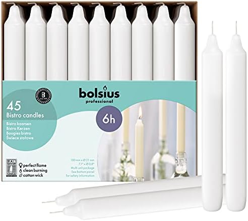 BOLSIUS Long Burning White Taper Candlepack