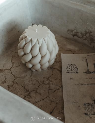 LAWA Knot Ball Candle - White Elegant Soy Wax Pillar Decor
