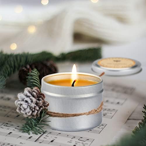 DEYBBY Pure Beeswax Emergency Candle Set of 4 - Natural Honey Scented Travel Tin