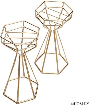 Hosley Gold Iron Wire Pillar Candle Holder Set