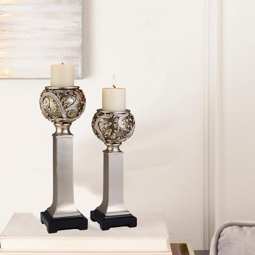 Elegant Silver Candle Holder Set
