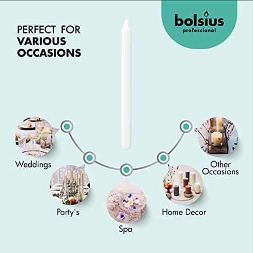 BOLSUS White Candlesticks - 50 Picks Dripless Long-Lasting No Smoke Fresh Candle