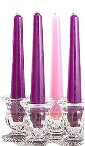 Christmas Advent Taper Candle Set - 3 Purple 1 Pink Wreath Accessories