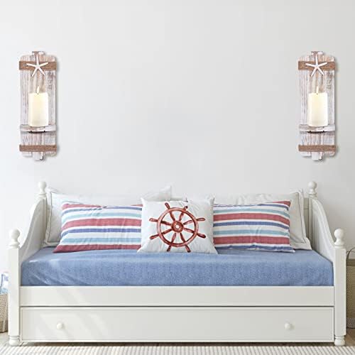Coastal Wall Sconces Rustic Starfish Set of 2
