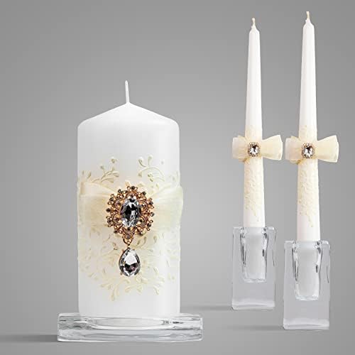 VABA 106 Taper Pillar Unity Candle Set for Weddings