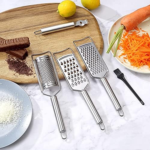 Stainless Steel Cheese Grater Set with Brush