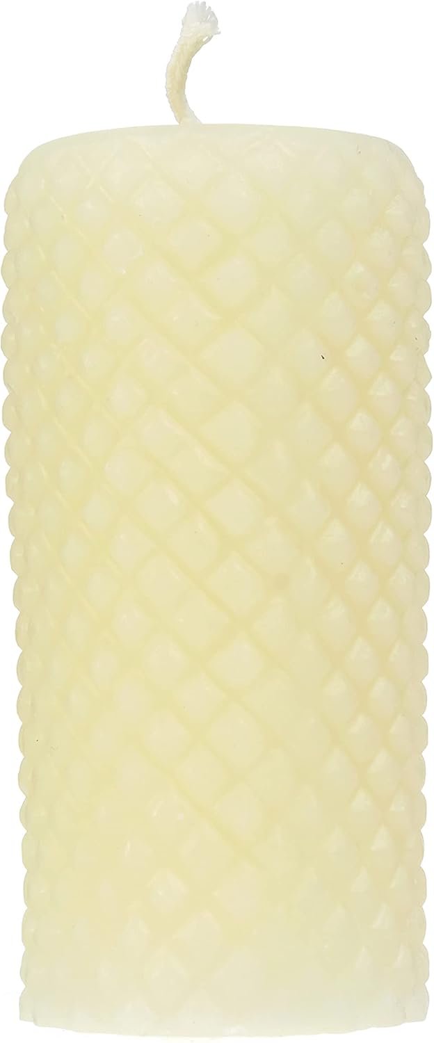 White Ivory Beeswax Candles - Diamond Pillar Candles 2x4 Inch