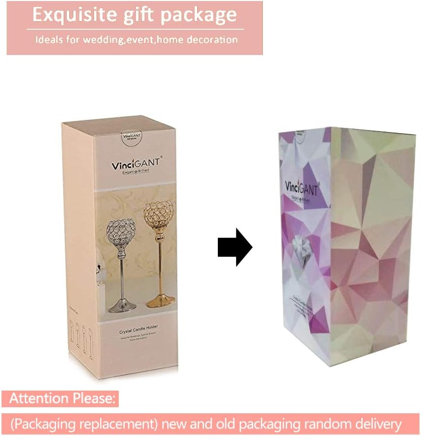 Vincigant Gold Crystal Candle Holders Set of 2 - Elegance for Any Occasion