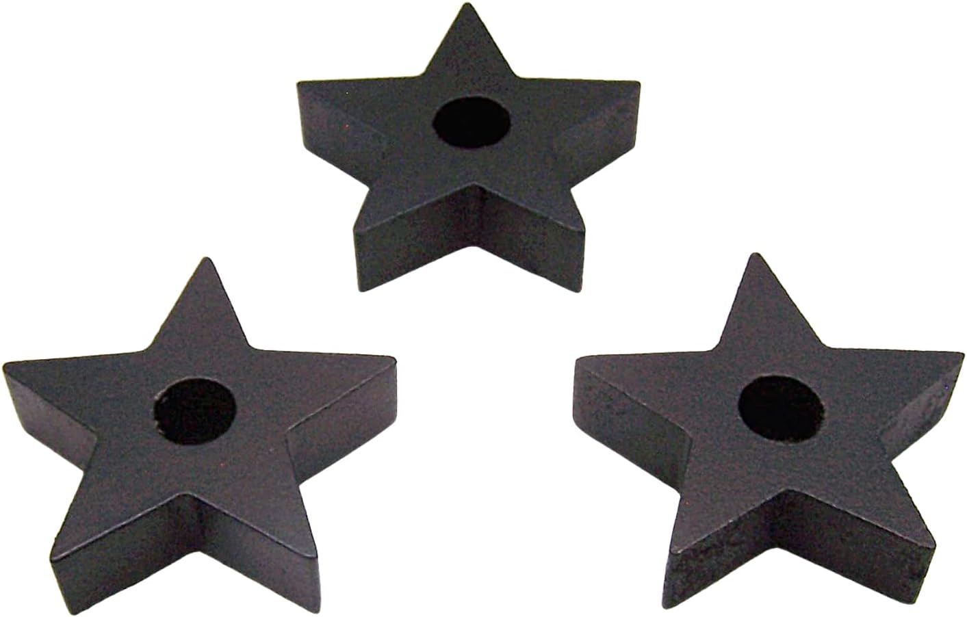 Set of 3 Black Star Candle Holders for Wicca