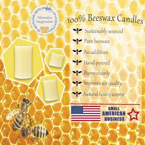 White Ivory Beeswax Candles - Diamond Pillar Candles 2x4 Inch