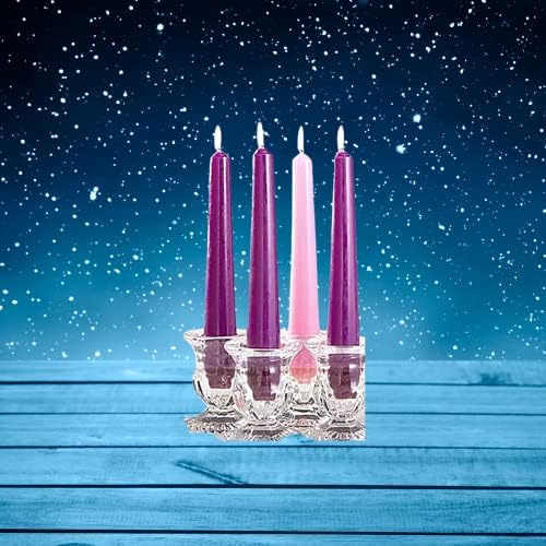 Christmas Advent Taper Candle Set - 3 Purple 1 Pink Wreath Accessories