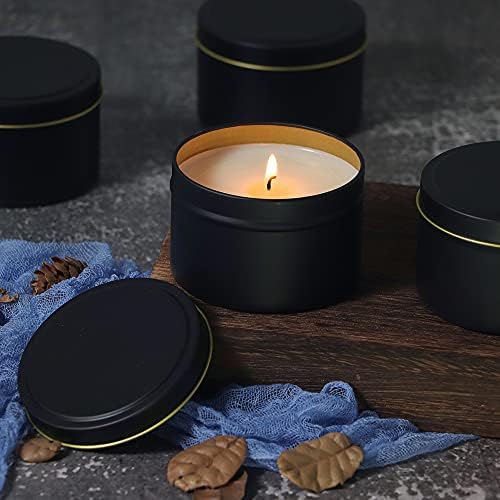 SONVIIBOXDiwali Candle Tins Black Capacity 8oz 24 Pack