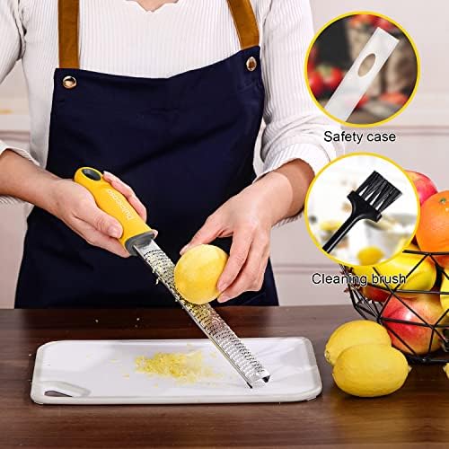 Professional Stainless Steel Lemon Zester Grater with Handle - dishwasher safe