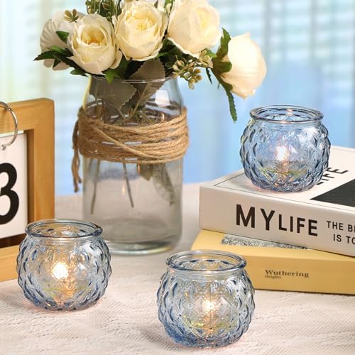 Blue Diamond Votive Candle Holders Set of 24