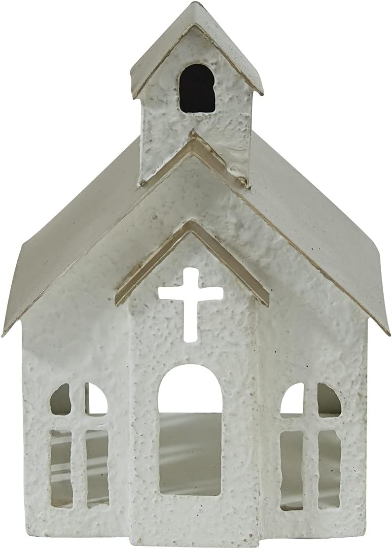 Orchid Ivy Rustic Church Candle Holder with Cross Cut Out