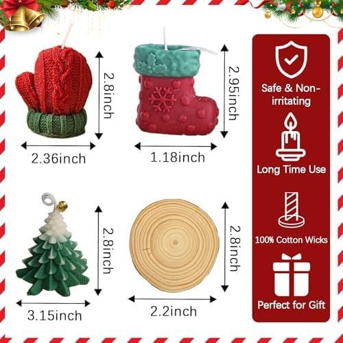Christmas Candle Set with a Tree Glove Socks Shaped Candles