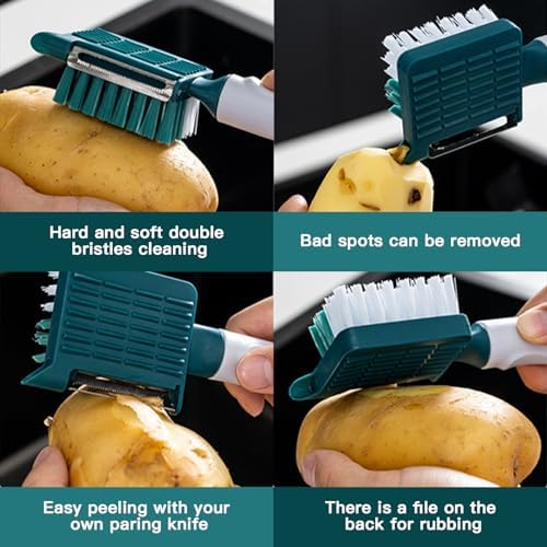Dual-Function ULTIMATE Julienne Peeler and Vegetable Brush for Kitchen