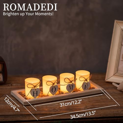 Romadedi Rustic Wooden Candle Holder Set for Living Rooms