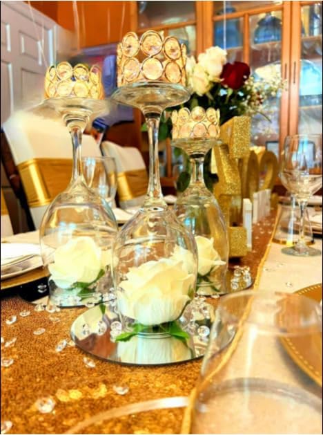 Vincigant 12-Piece Gold Crystal Candleholder Set