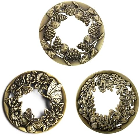 Three antique bronze candle jar toppers