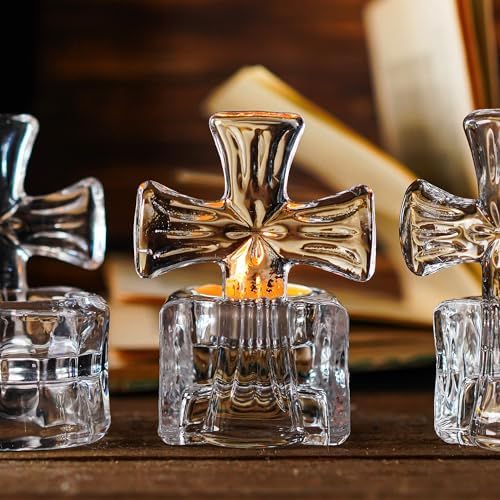 Kanpura Clear Glass Cross Candle Holder 4 High