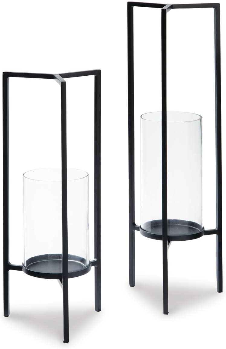 Signature Design by Ashley Ginette Modern Metal Candle Holder Set