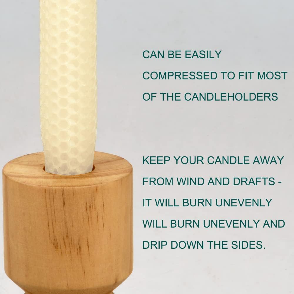 8-Pack 9 Hand-Rolled Beeswax Taper Candles Handmade Pure Soft Reusable